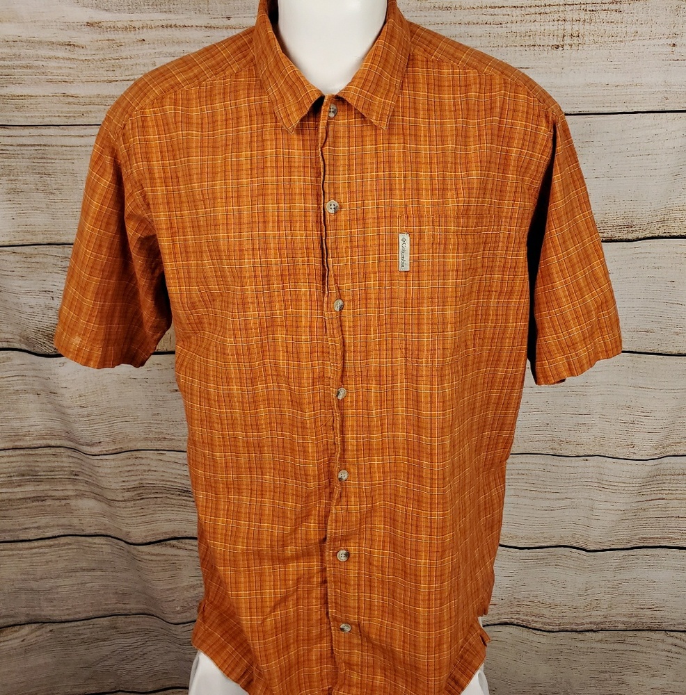 Columbia Button Down Short Sleeve Cotton Shirt XL